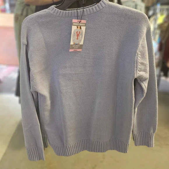 Mighty Fine Light Blue Sweater with Red Lobster Design - Picture 2 of 3